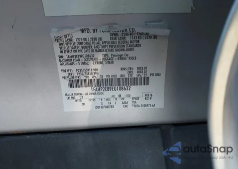 2014 Ford Taurus Sel из США, поврежденный, VIN 1FAHP2E89EG108632